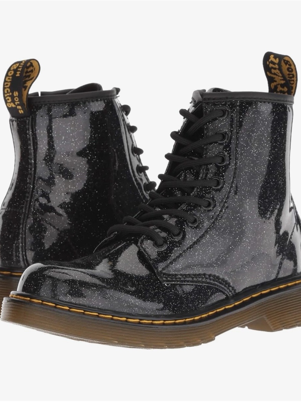 Dr. Martens Black Glitter Lace-Up Boots